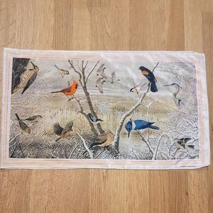 Vintage National Wildlife Federation Bird Print Silk Scarf